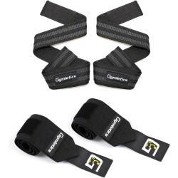 Lifting Straps and Weightlifting Wrist Wraps Set, Cotton Hard Pull Wrist Lifting Straps Grips Band with Anti-Skid Silicone,