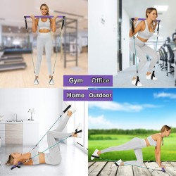 Goocrun Portable Pilates Bar Kit with Resistance Bands for Men and Women - 3 Set Exercise Resistance Bands - Multifunctional