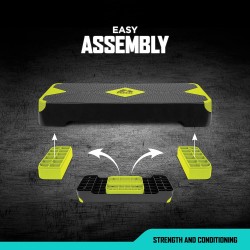 RBX Plataforma aeróbica con superficie texturizada antideslizante, escalones ajustables de 2 niveles para ejercicio, compacta,
