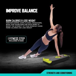 RBX Plataforma aeróbica con superficie texturizada antideslizante, escalones ajustables de 2 niveles para ejercicio, compacta,