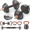 FEIERDUN Adjustable Dumbbell Set, 40/44/66lbs Free Weight Set with Connector, 4 in1 Weight Set Used as Barbell, Kettlebells,