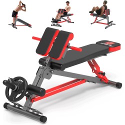 Adjustable Weight Bench,Utility Multi-Functional Roman Chair for Full Body Workout Purpose Foldable Incline and Flat & Decline