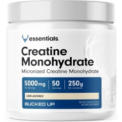 Bucked Up Monohidrato de creatina, 8.82 oz de polvo micronizado, esenciales (50 porciones)