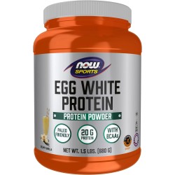 Deportes, Proteína de clara de huevo, vainilla cremosa, 1.5 libras (23.99 oz), NOW Foods