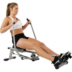 Sunny Health & Fitness Máquina de remo inteligente compacta de movimiento completo, entrenamiento de cuerpo completo, riel de