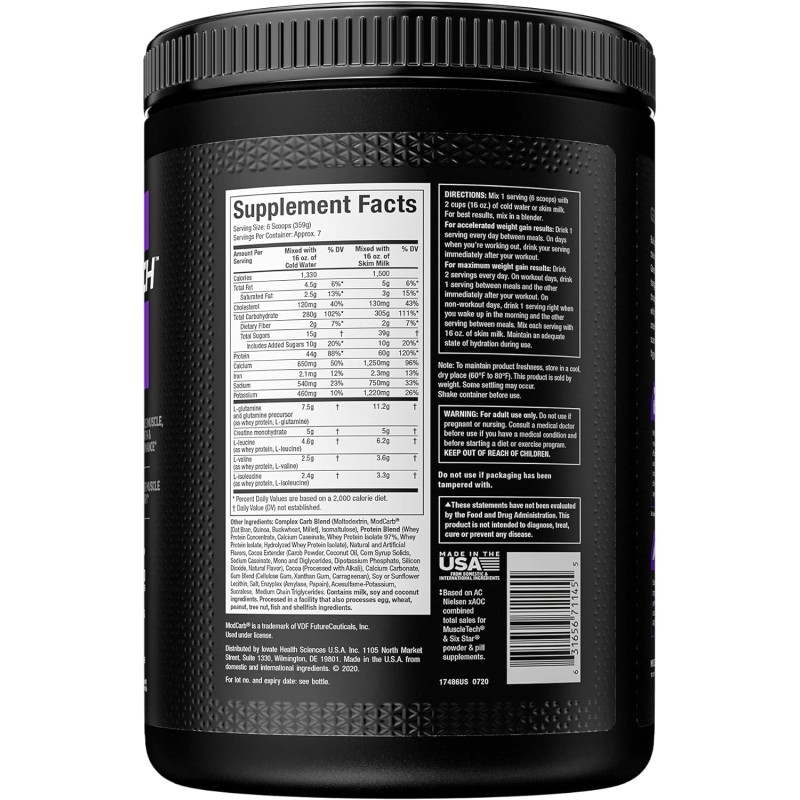 Mass Gainer - Proteína en polvo 100% ganadora de masa