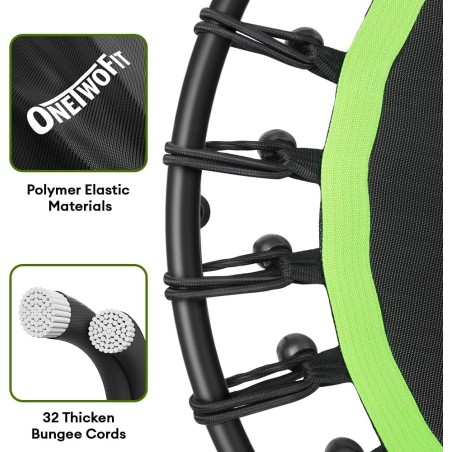 ONETWOFIT - Mini Tramp elástica de 42 Pulgadas, para Adultos, Silenciosa para Ejercicio en Interiores, 350 Libras, Capacidad de Peso