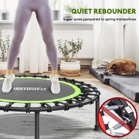 Trampolín Plegable De 110 Cm – Para Fitness En Casa, Soporta 450 Lb Y Con Asa Ajustable