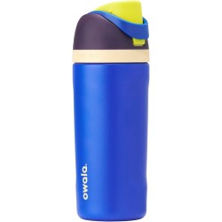 Owala Botella de Agua Aislada para Niños – FreeSip de 16 oz con Pajilla Integrada – Acero Inoxidable, Libre de BPA, Diseño Esfer