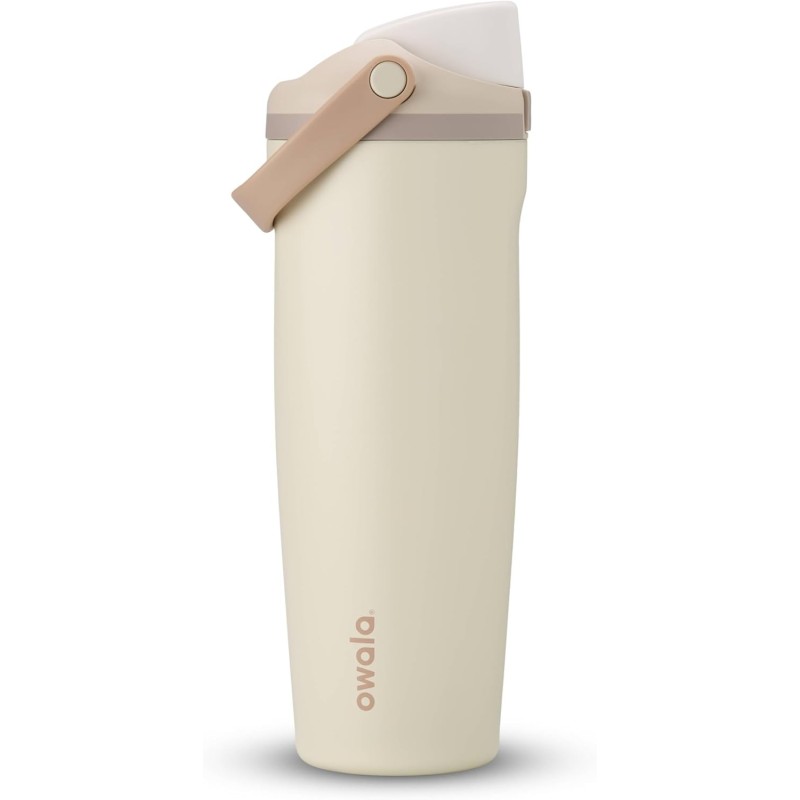 Botella de agua Owala FreeSip de acero inoxidable aislada con boquilla bidireccional, popote integrado y asa de cubo Botella de agua Owala FreeSip de acero inoxidable aislada con boquilla bidireccional, popote integrado y asa de cubo