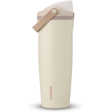 Botella de agua Owala FreeSip de acero inoxidable aislada con boquilla bidireccional, popote integrado y asa de cubo