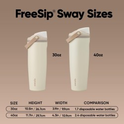 Botella de agua Owala FreeSip de acero inoxidable aislada con boquilla bidireccional, popote integrado y asa de cubo