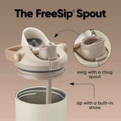 Botella de agua Owala FreeSip de acero inoxidable aislada con boquilla bidireccional, popote integrado y asa de cubo