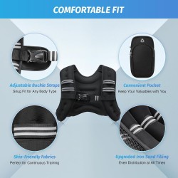 ZELUS Chaleco con Peso de 12 lbs – Ideal para entrenamiento de fuerza, correr y fitness – Diseño ajustado con rayas reflectantes