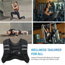 ZELUS Chaleco con Peso de 12 lbs – Ideal para entrenamiento de fuerza, correr y fitness – Diseño ajustado con rayas reflectantes