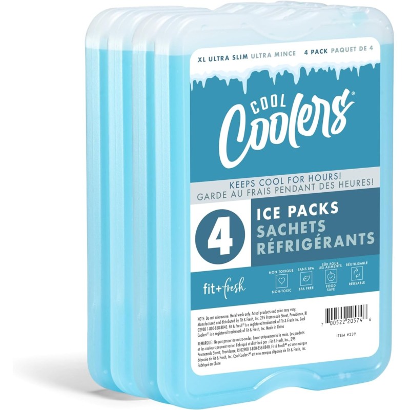 Cool Coolers Fit + Fresh XL Reutilizable – Paquete de Hielo Slim para Loncheras y refrigeradores Cool Coolers Fit + Fresh XL Reutilizable – Paquete de Hielo Slim para Loncheras y refrigeradores