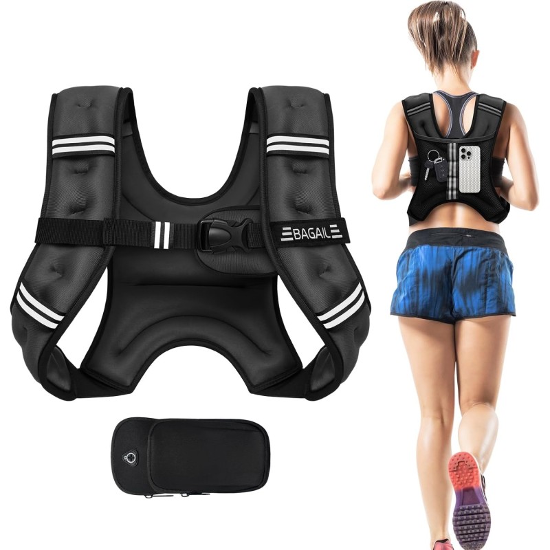 Chaleco con Peso de 12 Libras con Bolsa para Teléfono – Ideal para Entrenamiento y Correr Chaleco con Peso de 12 Libras con Bolsa para Teléfono – Ideal para Entrenamiento y Correr