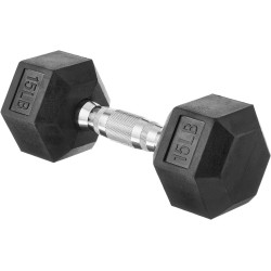 Mancuerna pesas 15 LBS  Amazon Basics hexagonal de goma para mano