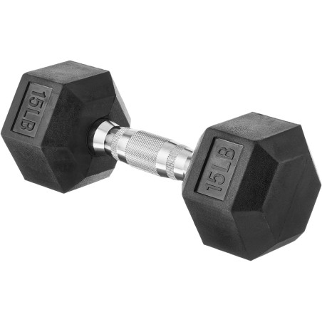 Mancuerna pesas 15 LBS  Amazon Basics hexagonal de goma para mano