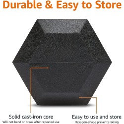 Mancuerna pesas 15 LBS  Amazon Basics hexagonal de goma para mano