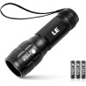 Lighting EVER Linterna LED de Alto Brillo, Linterna Pequeña, Impermeable, con Enfoque Ajustable, para Exteriores y Emergencias