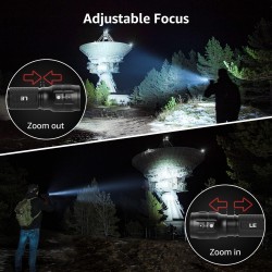 Lighting EVER Linterna LED de Alto Brillo, Linterna Pequeña, Impermeable, con Enfoque Ajustable, para Exteriores y Emergencias