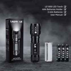 Lighting EVER Linterna LED de Alto Brillo, Linterna Pequeña, Impermeable, con Enfoque Ajustable, para Exteriores y Emergencias