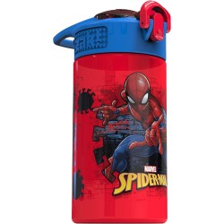 Botella de agua Zak Designs con diseño del Hombre Araña, cubierta para boquilla y bucle de transporte integrado, de plástico, a