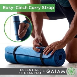 Gaiam Essentials - Esterilla/colchoneta de yoga y pilates para fitness y ejercicio, con correa de transporte Easy-Cinch