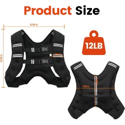 chaleco de peso corporal 12 Libras ajustable con rayas reflectantes para entrenamiento de fuerza