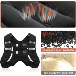 chaleco de peso corporal 12 Libras ajustable con rayas reflectantes para entrenamiento de fuerza
