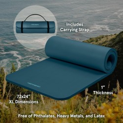 Tapete de yoga de 1 pulgada de grosor marca Retrospec Solana con correa de nailon