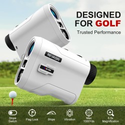 Telémetro de golf con pendiente, vibración, bloqueo de pines y batería recargable Alcance 1000 yardas.