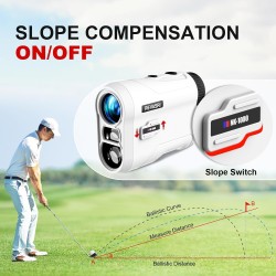 Telémetro de golf con pendiente, vibración, bloqueo de pines y batería recargable Alcance 1000 yardas.