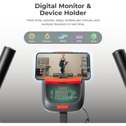 Escaladora Sunny Health con manillar, entrena piernas y glúteos, compatible con app SunnyFit gratis.