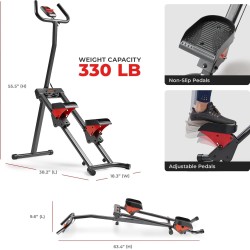 Escaladora Sunny Health con manillar, entrena piernas y glúteos, compatible con app SunnyFit gratis.