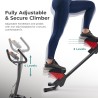 Escaladora Sunny Health con manillar, entrena piernas y glúteos, compatible con app SunnyFit gratis.