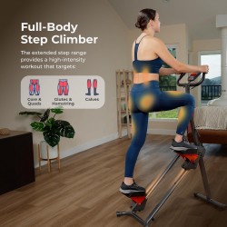 Escaladora Sunny Health con manillar, entrena piernas y glúteos, compatible con app SunnyFit gratis.