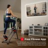 Escaladora Sunny Health con manillar, entrena piernas y glúteos, compatible con app SunnyFit gratis.