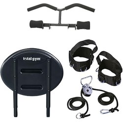 Total Gym XLS: Máquina de entrenamiento total en casa con soporte para sentadillas, tirador de piernas y accesorios incluidos.
