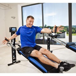 Total Gym XLS: Máquina de entrenamiento total en casa con soporte para sentadillas, tirador de piernas y accesorios incluidos.