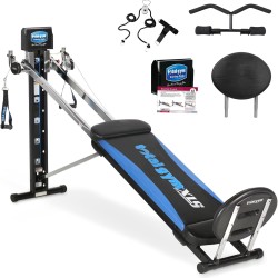 Total Gym XLS: Máquina de entrenamiento total en casa con soporte para sentadillas, tirador de piernas y accesorios incluidos.