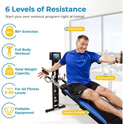 Total Gym XLS: Máquina de entrenamiento total en casa con soporte para sentadillas, tirador de piernas y accesorios incluidos.