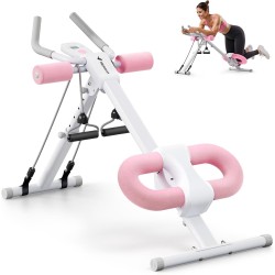 MERACH Máquina de abdominales plegable para entrenamiento en casa, ajustable, con protección de rodilla y diseño ergonómico.