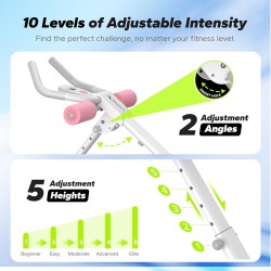 MERACH Máquina de abdominales plegable para entrenamiento en casa, ajustable, con protección de rodilla y diseño ergonómico.