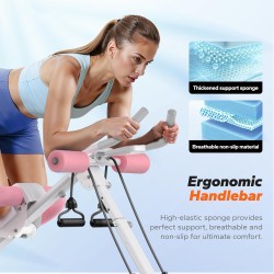 MERACH Máquina de abdominales plegable para entrenamiento en casa, ajustable, con protección de rodilla y diseño ergonómico.