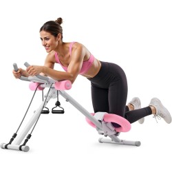 MERACH Máquina de abdominales plegable para entrenamiento en casa, ajustable, con protección de rodilla y diseño ergonómico.
