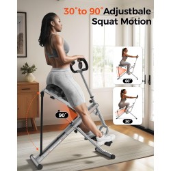 Sportsroyals máquina de sentadillas y remo para glúteos y piernas, plegable, con resistencia ajustable y capacidad de 158 kg.