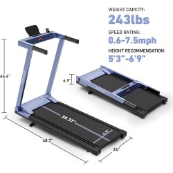 DeerRun caminadora plegable con inclinación y manijas 3.5 HP, capacidad 158 kg, para espacios pequeños, con app inteligente.