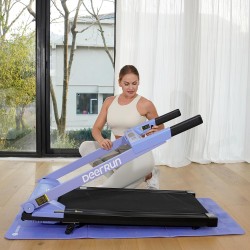 DeerRun caminadora plegable con inclinación y manijas 3.5 HP, capacidad 158 kg, para espacios pequeños, con app inteligente.
